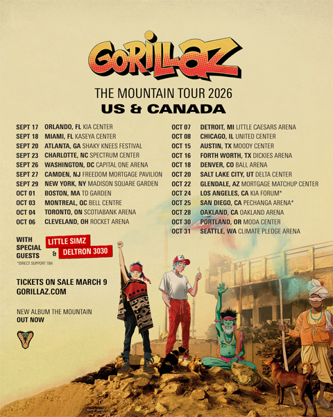 Gorillaz 2026 North America Tour. Starting in September 2026
