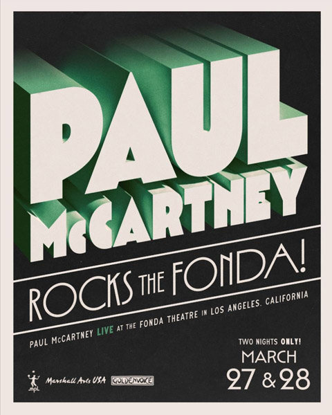 Paul McCartney to perform at the Fonda in Los Angles in March 2026