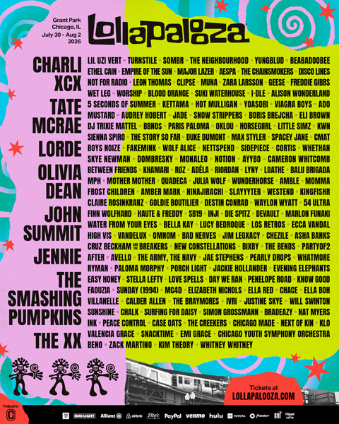  Lollapalooza line up in July and August in Chicago