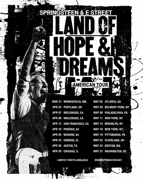 Bruce Springsteen Land of Hope and dreams tour dates