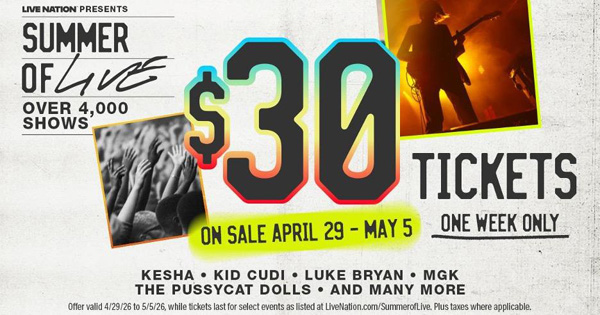 Live Nation launches $30 ticket promotion for 4,000 summer concerts