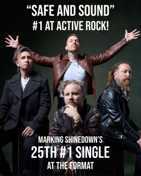 Shinedown secures 25th number one single with “Safe and Sound”