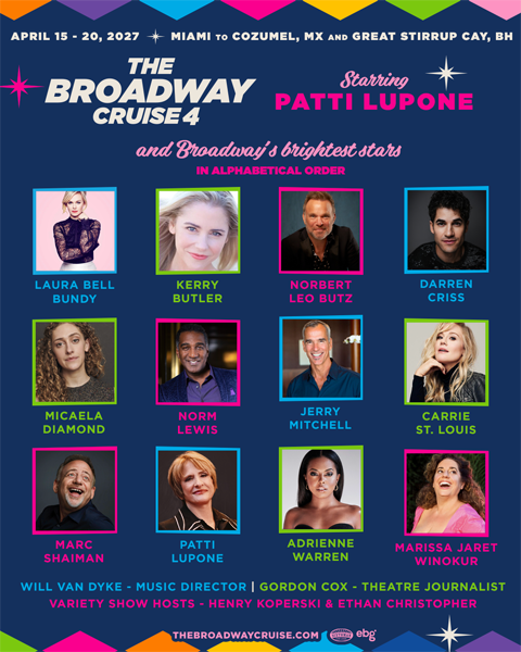 Patti LuPone, Darren Criss, and Norbert Leo Butz to headline 2027 Broadway Cruise