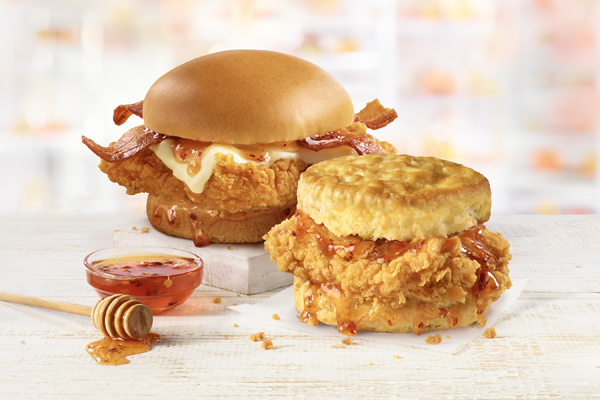 Hardees hot honey chicken sandwiches photos
