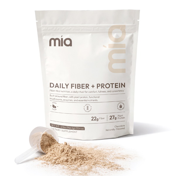 Mía's Daily Fiber + Protein blend delivers 22g of fiber, 27g of protein, and a 17-enzyme digestive blend in every serving.