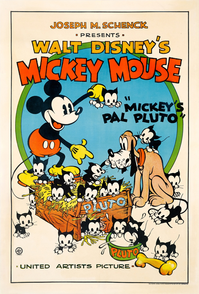 MICKEY’S PAL PLUTO (1933) One Sheet Poster - (28" x 41.25" / Linen Backed) est. $40,000 - $80,000