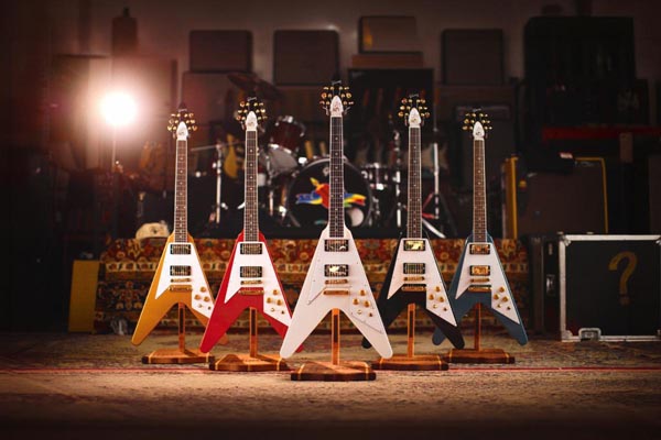 Tom Petty Flying V guitars Photo via Gibson